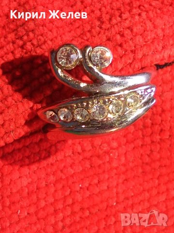 НЕЖЕН ФИГУРАЛЕН АРТ ПРЪСТЕН - ЛЕБЕД с КРИСТАЛИ СВАРОВСКИ и БЯЛА ПОЗЛАТА 7673