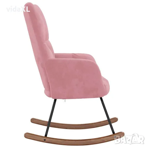 vidaXL Люлеещ стол, розов, кадифе, снимка 5 - Столове - 56146865