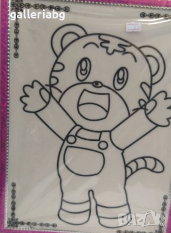 Голяма картинка в рамка за оцветяване с брокати