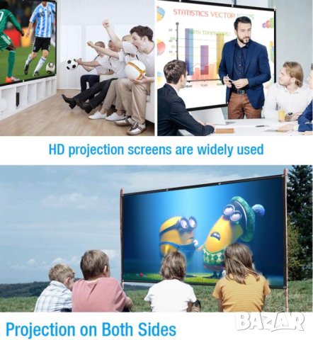 16:9 AntiLight 221см 3D Прожекционен Екран 160° Проекторно Платно Проекторeн Екран за Проектор Филми, снимка 2 - Плейъри, домашно кино, прожектори - 41287637