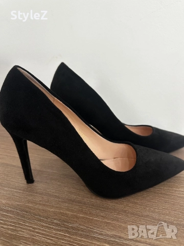 Велурени обувки на ток, снимка 1