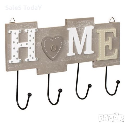 Дървена закачалка за дрехи, за дома, 4 места за закачване,28х16,5см