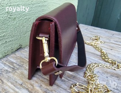 Дамска Кожена Чанта Бордо, снимка 2 - Чанти - 52077099