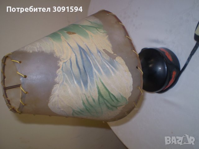стара керамична лампа със рисуван абажур , снимка 12 - Антикварни и старинни предмети - 39776863