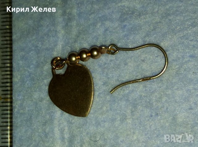 ЕЛЕГАНТНА СЪРЦЕВИДНА ПОЗЛАТЕНА СРЕБЪРНА АРТ ОБЕЦА СРЕБРО 925 със СТОМАНЕНА ВЕРИЖКА 40415, снимка 7 - Обеци - 42405433