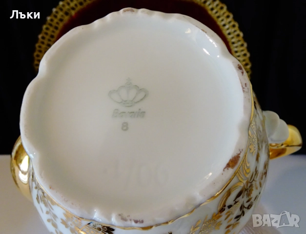 Кана баварски костен порцелан,злато,барок. , снимка 8 - Антикварни и старинни предмети - 52267225