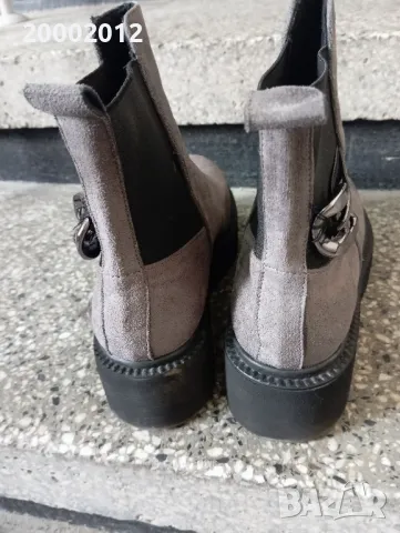 сиви велурени боти , снимка 2 - Дамски боти - 47473421