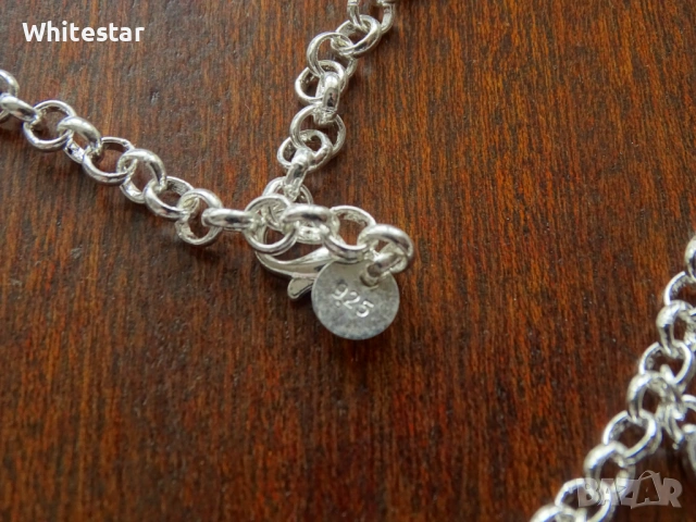 Посребрено дамско колие, снимка 6 - Гривни - 53623032