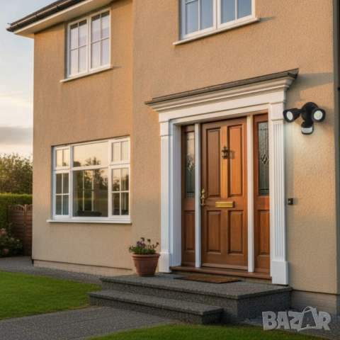 LED външна лампа със сензор за движение, 16W 1900LM 5000K дневна светлина, IP65 водоустойчиви прожек, снимка 2 - Други - 51852442