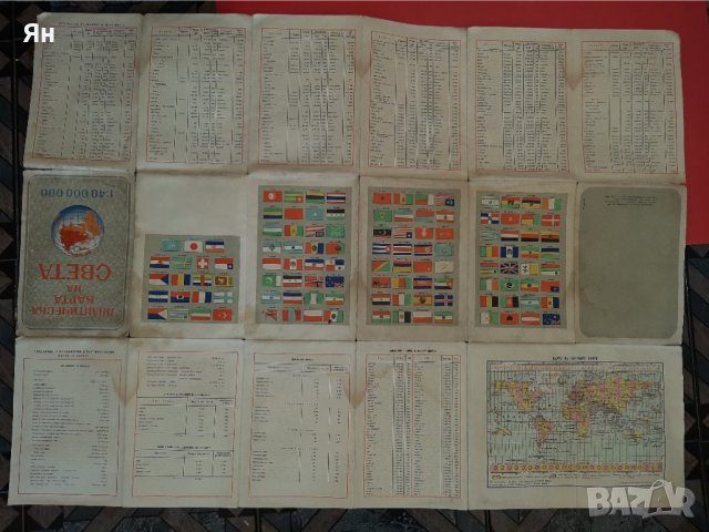 Стара Ретро Политическа Карта на Света-1962г , снимка 4 - Други ценни предмети - 39395548