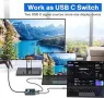USB-C превключвател, двупосочен USB C превключвател 2 в 1 изход/1 в 2 изход тип C KVM превключвател, снимка 2