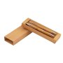 Комплект бамбукови автоматични молив и химикалка в кутия, снимка 1 - Ученически пособия, канцеларски материали - 42164737