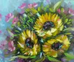 Рисувана картина Слънчогледи, маслени бои, снимка 1