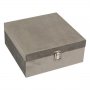 Кутия за съхранение, Дървена, облицована със сива кадифена тъкан, 24х24х10см