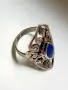 Старинен сребърен ажурен пръстен с Лазурит, снимка 3
