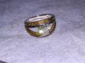 Стар СКЪПОЦЕНЕН БРОНЗОВ ПРЪСТЕН с МАСИВНА БЯЛА ПОЗЛАТА МАРКИРОВКИ и БРИЛЯНТНО ФАСЕТИРАН ЦИРКОН 38638, снимка 5