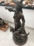77см-43кг Moreau статуетка-композиция/голяма стара френска скулптура/фигура на ловец с кучета-хрътки, снимка 3