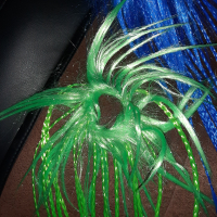 Неоново зелен и син  с ластик за коса с плитки , снимка 2 - Аксесоари за коса - 36155134