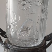 Стара антикварна захарница или съд за лед(метал стъкло), снимка 8 - Други ценни предмети - 40820061