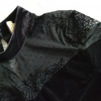 Елегантна дамска рокля черно кадифе с дантела, снимка 4 - Рокли - 35955580