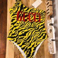Gucci Yellow Zebra Sparkling One-Piece Swimsuit*Бански Гучи ХС-С*Gucci , снимка 4 - Бански костюми - 42488731
