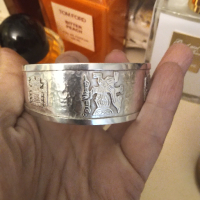 Гривна масивно сребро ръчна изработка Мексико, снимка 2 - Гривни - 44781515