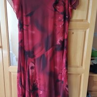 Яркочервена копринена рокля, снимка 5 - Рокли - 38779729