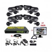 17 Монитор + 8ch HD Система за видеонаблюдение - DVR + камери + кабели, снимка 2 - Комплекти за видеонаблюдение - 27450874