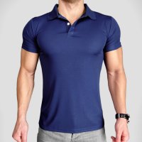 Сини мъжки спортни ризи с къс ръкав / спортно елегантни тениски с яка, снимка 2 - Ризи - 41394859