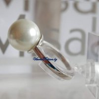 MISAKI – сребърен пръстен с бяла перла, снимка 3 - Пръстени - 44414684