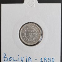 Сребърна монета Боливия 10 Сентавос 1890 г., снимка 1 - Нумизматика и бонистика - 39159969
