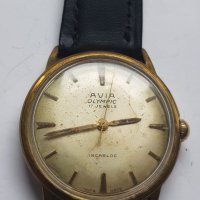 Позлатен мъжки механичен часовник Avia Olympic 17 jewels, снимка 4 - Антикварни и старинни предмети - 38840347