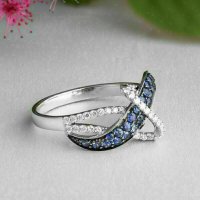 Дамски пръстен със сапфири и топази, снимка 6 - Пръстени - 41874540