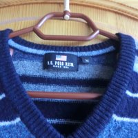 USPA US Polo Мъжки пуловер 100% агнешка вълна Размер M, снимка 3 - Пуловери - 39049266