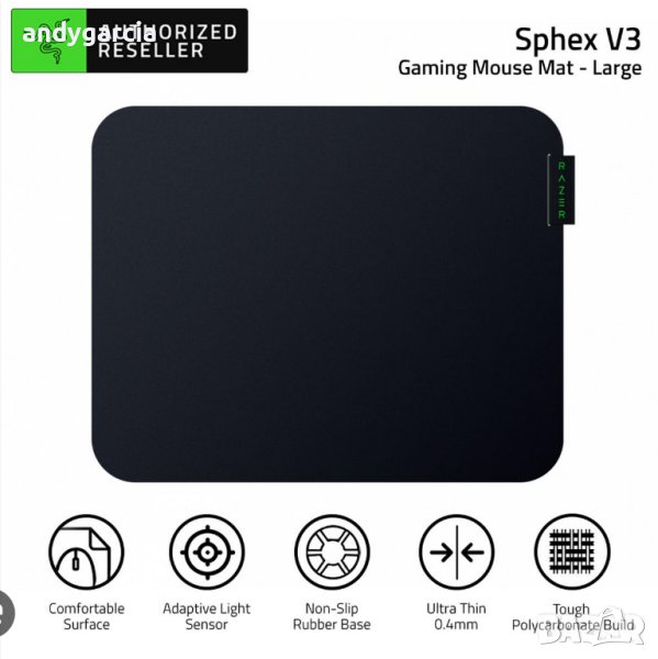 Razer Sphex V3 Large Gaming mouse pad, 450 mm x 400 mm x 0.4 mm геймърски пад Рейзър, снимка 1