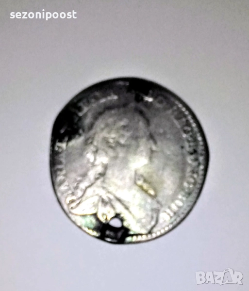 Сребърна монета 1/4 талер с Мария Терезия 1742г., снимка 1