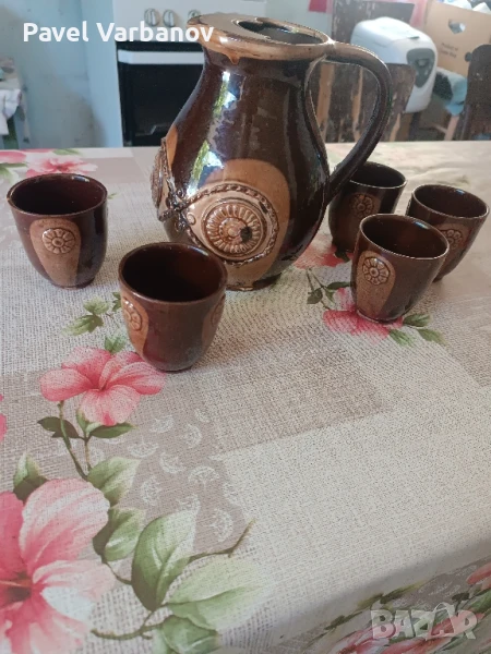 Керамична кана със 5 чаши, снимка 1