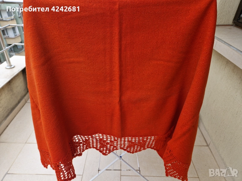 Оранжева вълнена покривка за легло, снимка 1