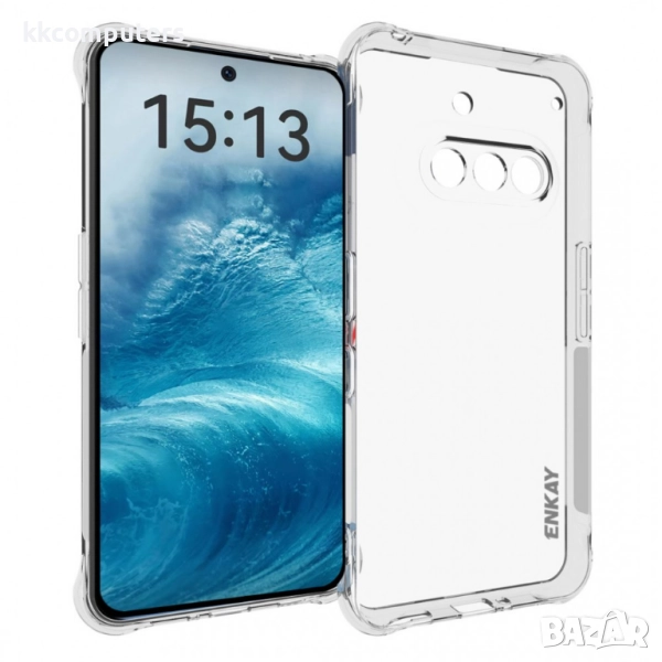 Nothing Phone (3a) Удароустойчив ENKAY Силиконов Калъф и Протектор, снимка 1