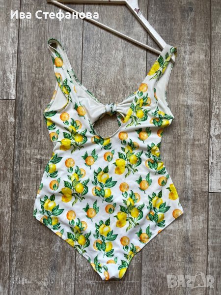 Нов цял бързосъхнещ бански костюм етикет хигиенна лепенка принт лимони лимон wow 😮 , снимка 1