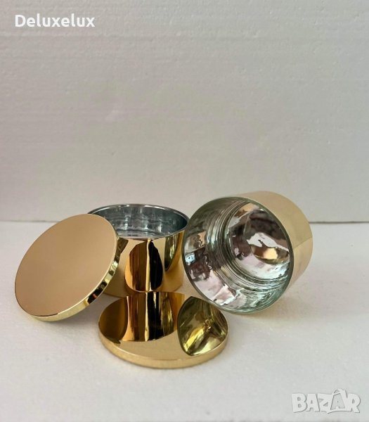 Луксозна огледална стъклена купа с капак, снимка 1