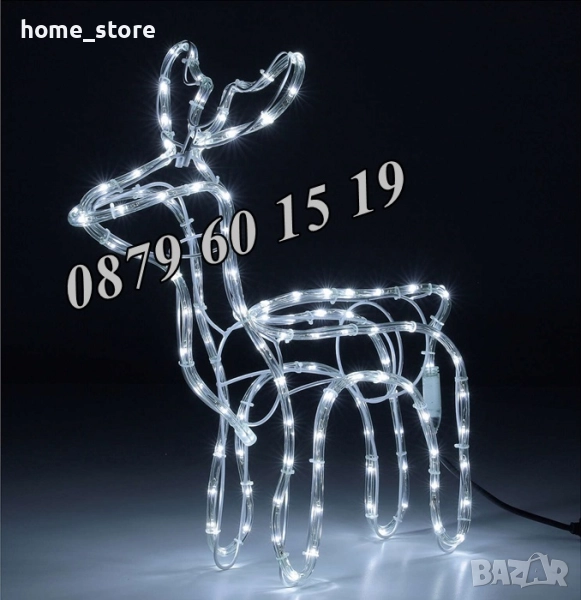Коледен светещ елен, коледна украса, жълта, бяла или синя светлина, снимка 1