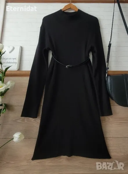 Черна рокля рипсено плетиво , снимка 1