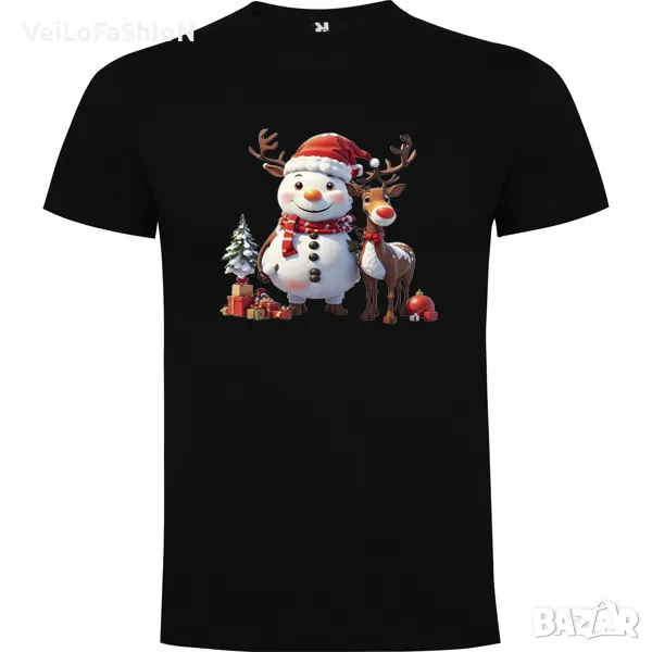 Нова мъжка коледна тениска в черен цвят, снимка 1