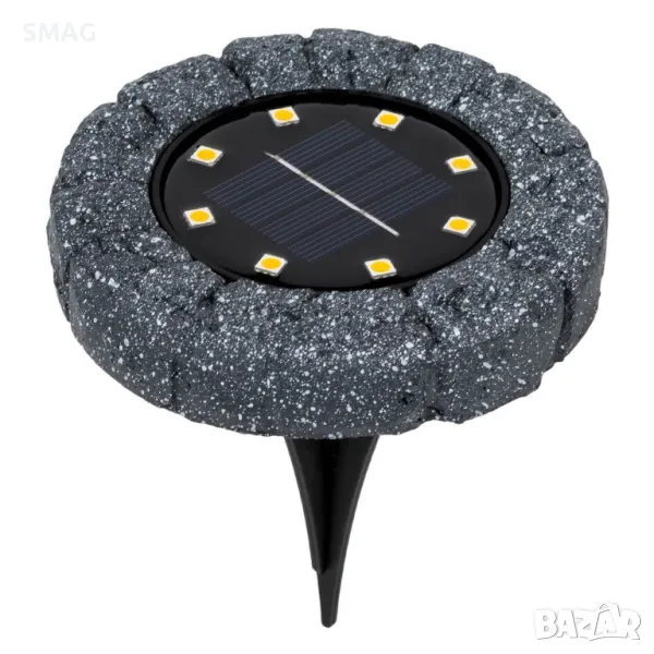 Соларна лампа за морава Stone Design 8 LED Ø11x2cm S_1193282, снимка 1