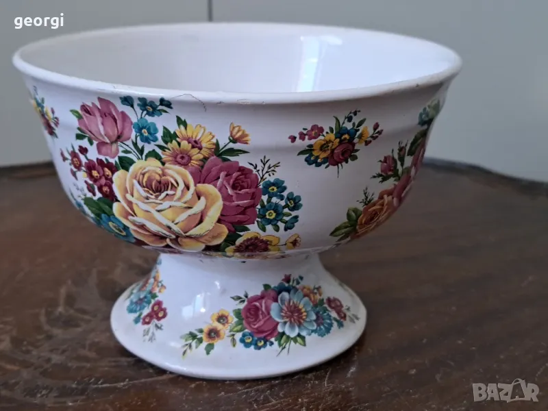 керамична купа с цветя 19/2, снимка 1