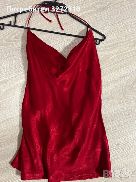Червен сатенен топ с гол гръб ZARA, снимка 1