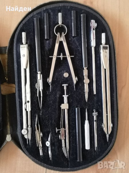 Ретро комплект чертожни инструменти пергели Kinex 116, снимка 1