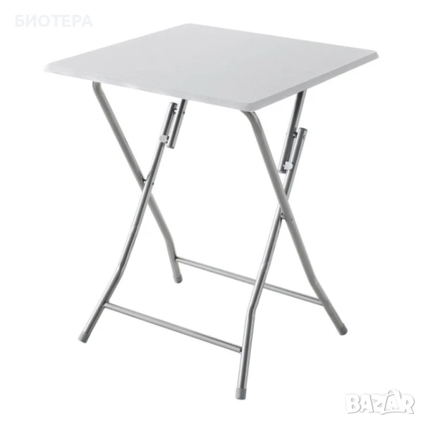 Сгъваема маса 60Х60Х75 CM. с бял плот, снимка 1
