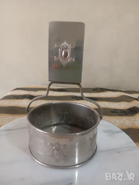 Посребрена кибритник с купа за клечки арт деко , снимка 1
